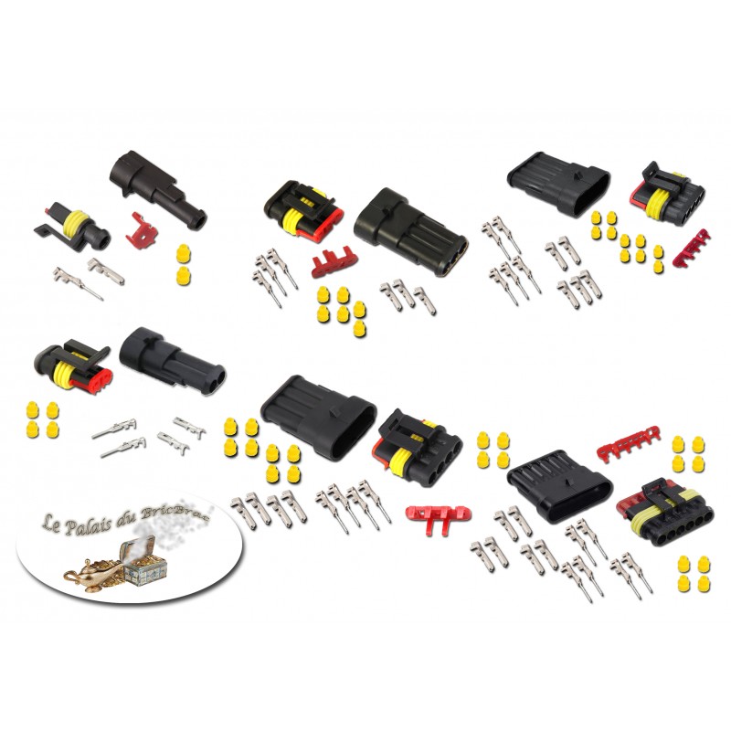 Kit de connecteur de fil 352pcs, connecteur étanche, prise de borne  électrique étanche 1/2/3/4 broches pour automobiles, motos et navires (