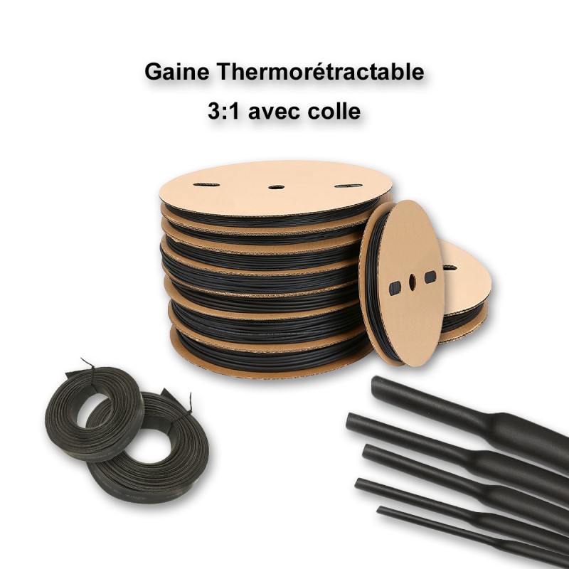 Noir Gaine Thermo Rétractable 2:1 60 mm 0,5m Diam